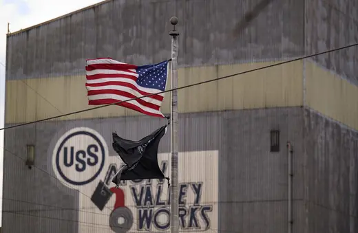 BRADDOCK, PENNSYLVANIA - MARCH 20: A general view of the exterior of the U.S. Steel Edgar Thompson Works, on March 20, 2024 in Braddock, Pennsylvania. Nippon Steel has said that it would relocate its U.S. headquarters from Houston to Pittsburgh, where U.S. Steel (X.N) is located, if their acquisition deal goes through.